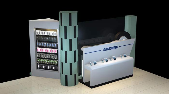 2016年最新、最熱手機店貼膜展示柜裝修設計案例效果圖