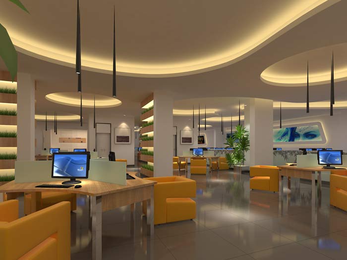 杭州布卡網咖會所上網區域盆栽裝修設計案例效果圖
