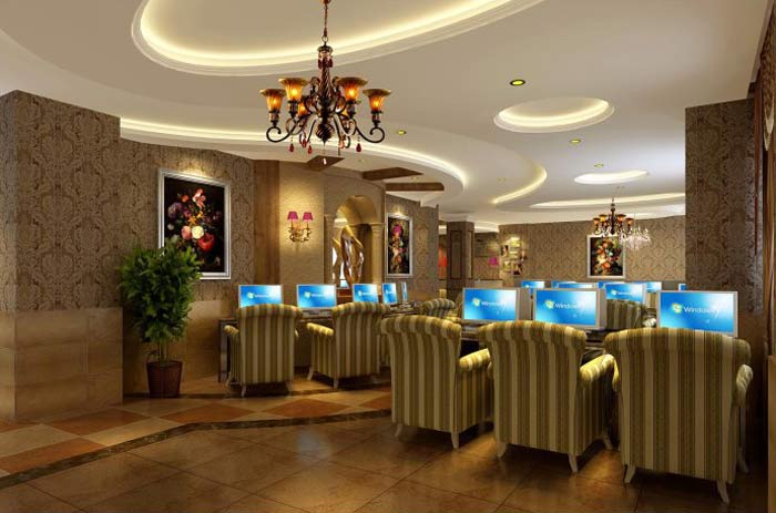 傳統風格網咖裝修設計案例效果圖