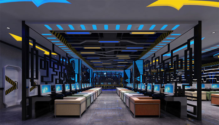 神秘星空網咖對戰區域裝修設計效果圖