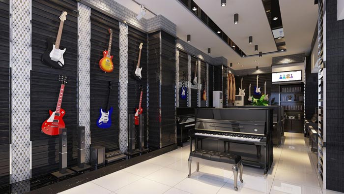 品牌琴行展示廳裝修設計案例效果圖