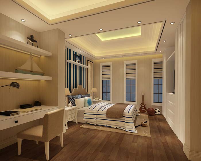 水印城現代新古典別墅男孩房裝修設計案例效果圖