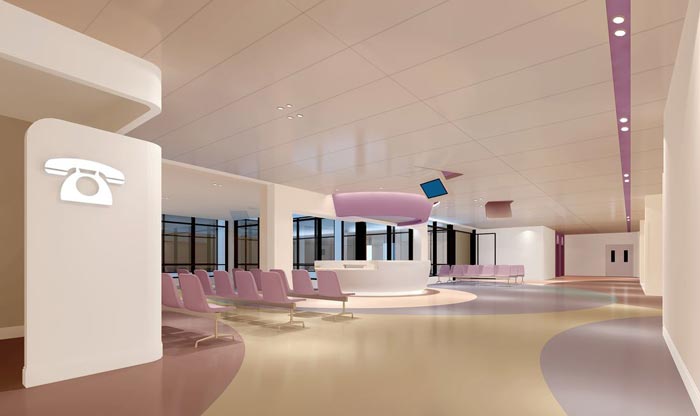 婦女兒童醫(yī)院二樓大廳裝修設(shè)計(jì)案例效果圖