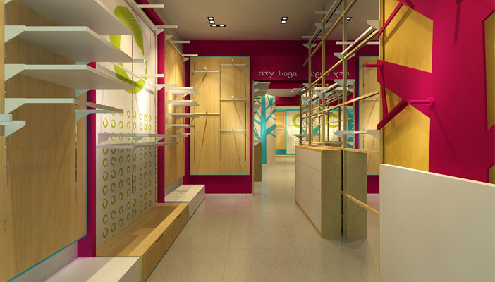 兒童服裝形象專賣店過道裝修設計案例效果圖