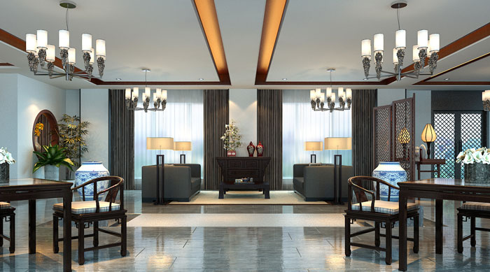 藝術品收藏私人會所客廳裝修設計案例效果圖