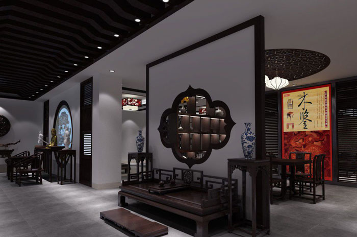 木業家居展廳展示區域裝修設計案例效果圖