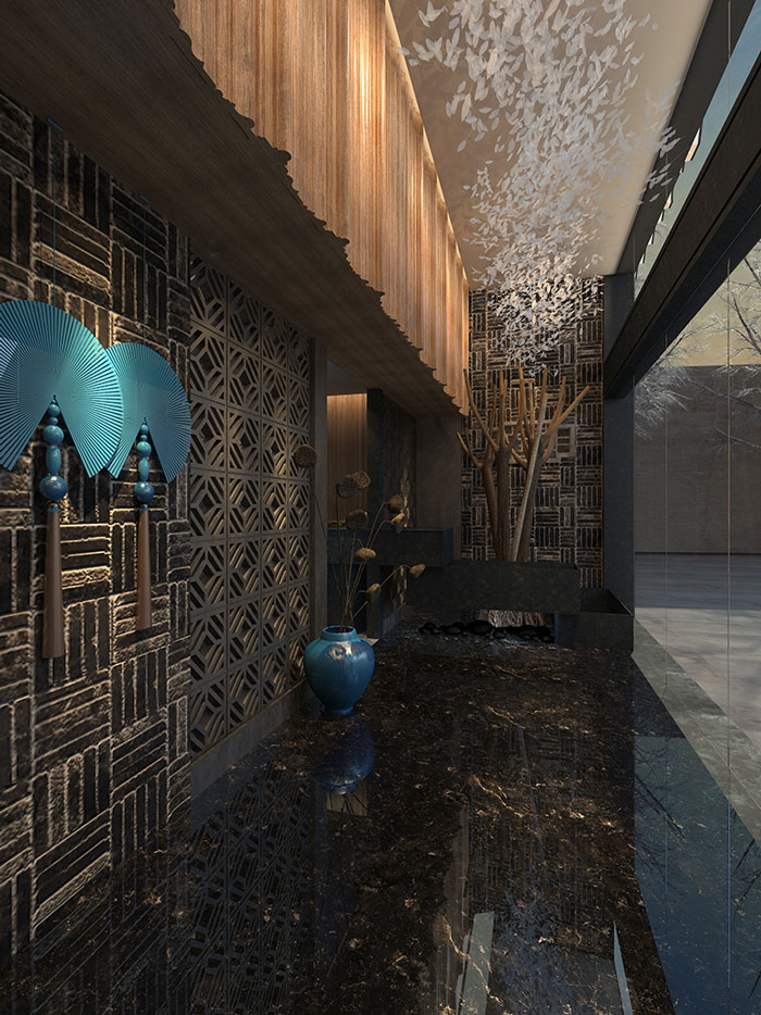 時(shí)而驚奇、時(shí)而陶醉的烤魚店過(guò)道裝修設(shè)計(jì)方案效果圖