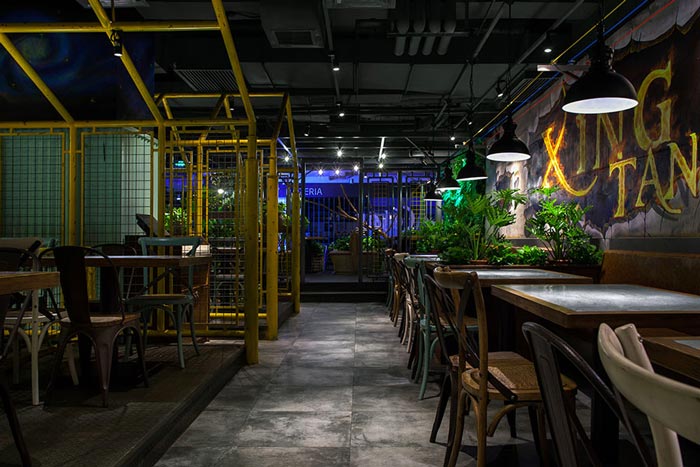 230平方懷舊復古風餐廳大廳過道設計案例效果圖