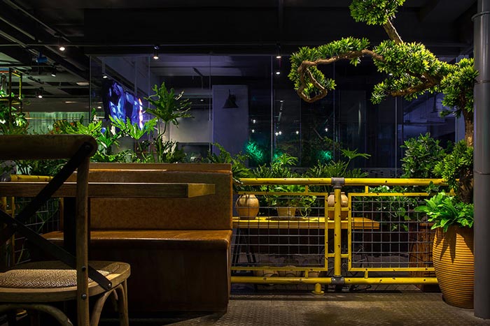 230平方懷舊復古風餐廳綠植區域設計案例效果圖