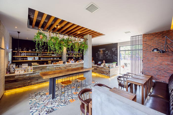 340平方工業風與LOFT風格相結合的餐廳前臺設計效果圖