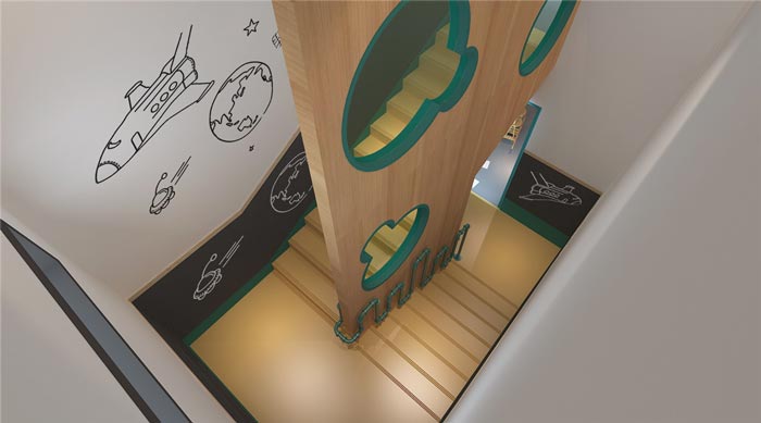 早教中心樓梯區裝修設計案例效果圖