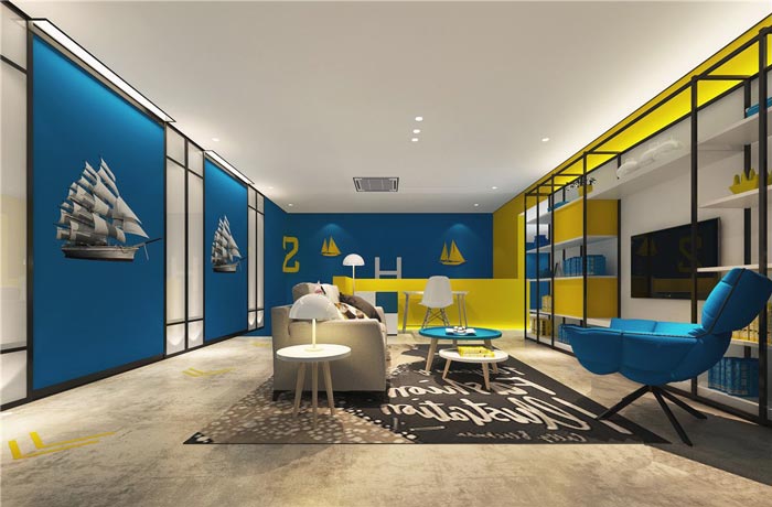 港灣主題酒店接待區域裝修設計案例效果圖