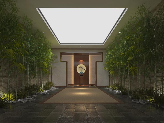 新中式精品酒店冥想區裝修設計案例效果圖