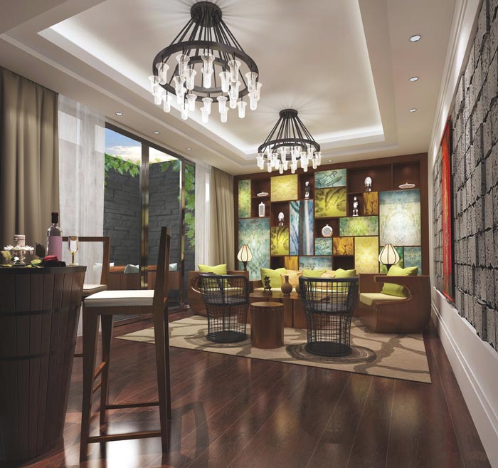 古城假日酒店前臺裝修設計案例效果圖