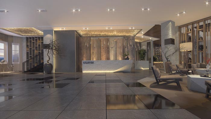 商務型酒店前臺裝修設計案例效果圖