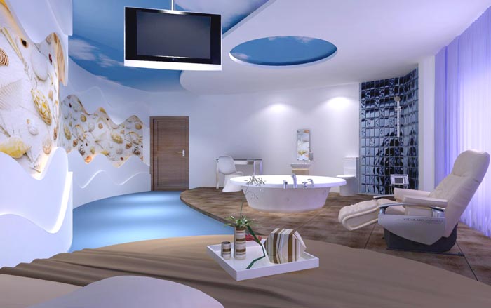 情侶主題酒店度假客房裝修設計案例效果圖