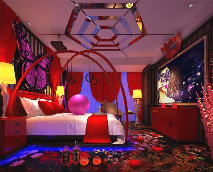情侶主題酒店蒙面客房裝修設計案例效果圖