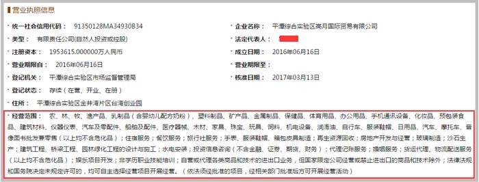 國際貿易有限公司經營范圍截圖