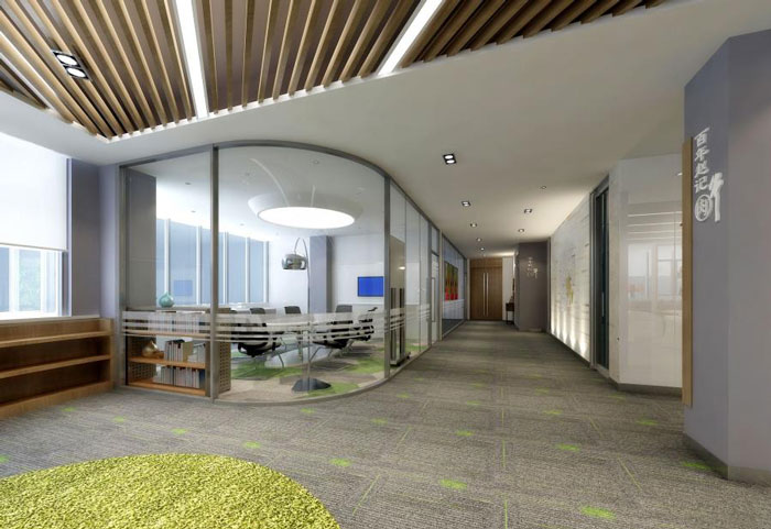 國際貿易公司辦公室過道裝修設計效果圖