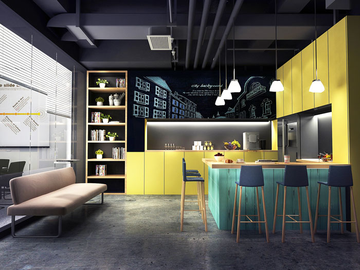 輕工業風格辦公室茶水間裝修設計效果圖