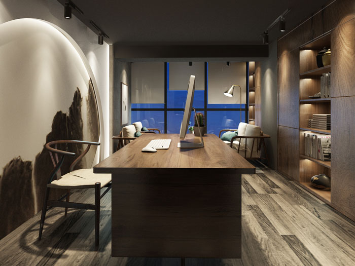 文化公司總經理辦公室裝修設計效果圖