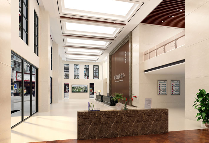 企業孵化器辦公室前臺裝修設計效果圖