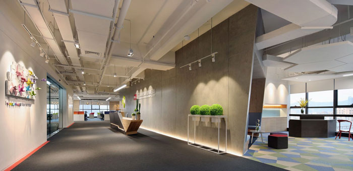 金融集團(tuán)辦公室前臺(tái)過道裝修設(shè)計(jì)效果圖