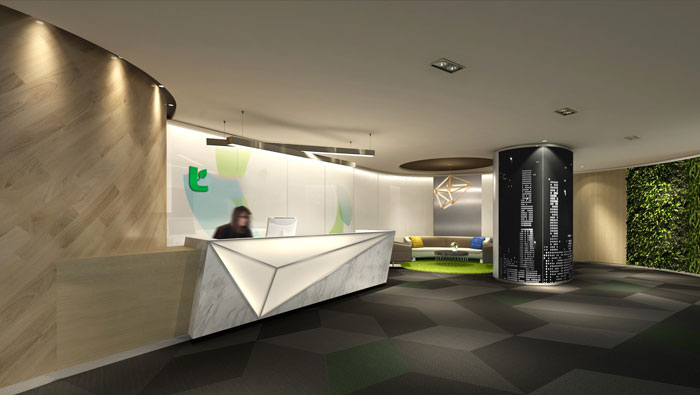 辦公空間前臺裝修設計效果圖