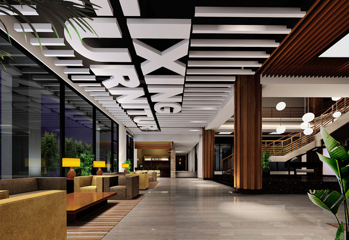 獨棟辦公樓辦公室接待區(qū)裝修設計效果圖