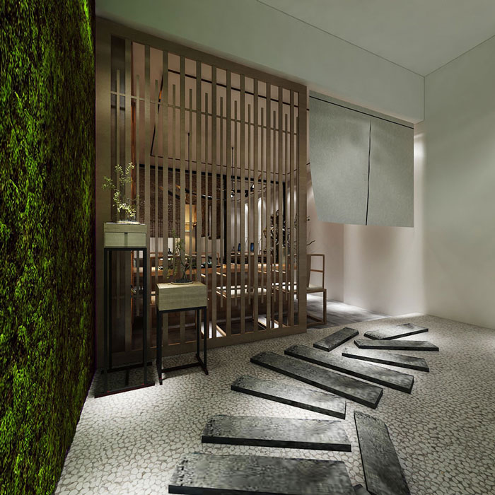 中式工作室進門區裝修設計效果圖