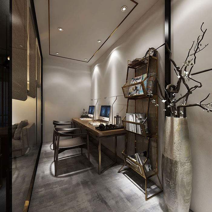 中式工作室辦公區裝修設計效果圖