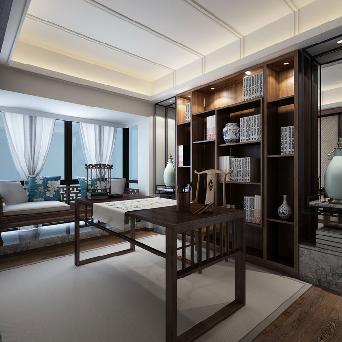 小型中式總經理辦公室裝修設計效果圖