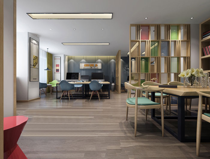 中式禪意辦公室洽談區裝修效果圖