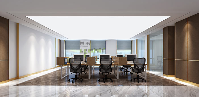 辦公室新中式辦公區裝修設計效果圖