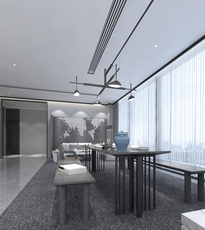 禪意辦公室辦公區(qū)裝修設計效果圖