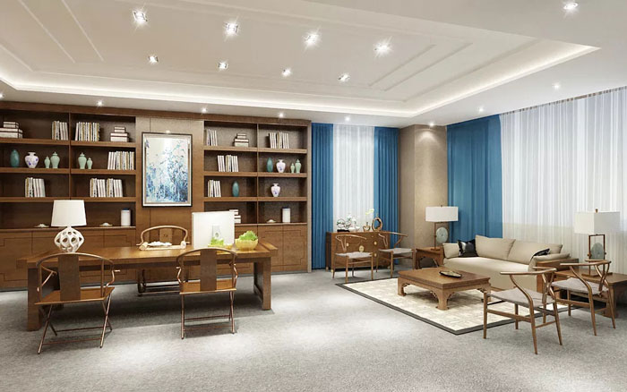 現代中式辦公室茶室裝修效果圖