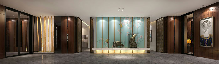 新中式辦公會所過道設(shè)計(jì)方案