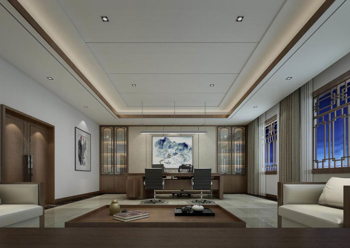 中式風格辦公會所總經理辦公室裝修設計方案