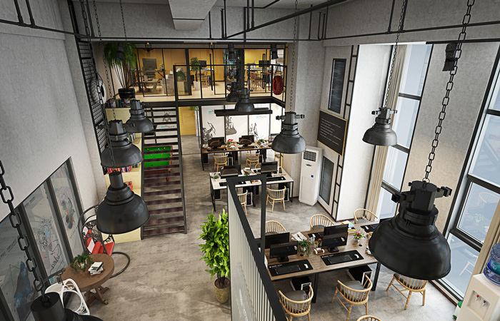 loft工業風辦公室裝修設計俯視圖