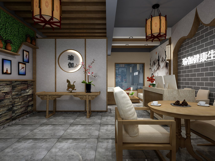 瑜伽館前臺接待區裝修效果圖