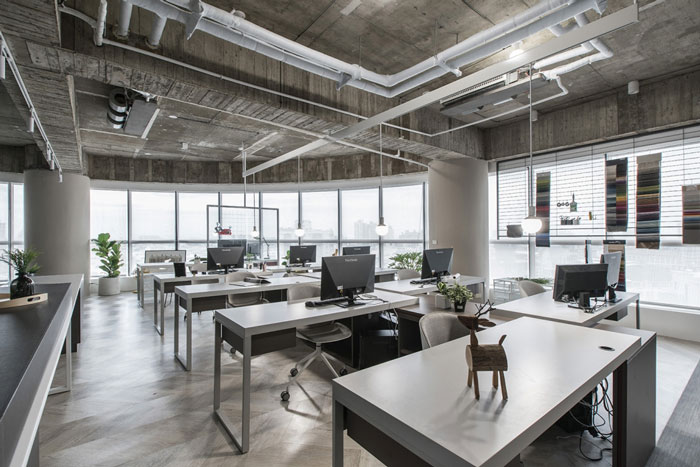 灰色系辦公室辦公區裝修設計效果圖