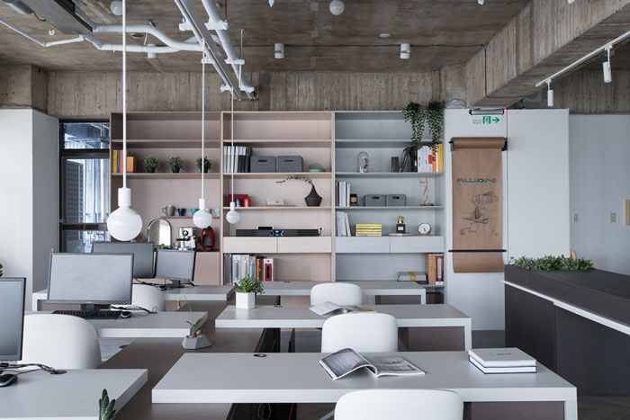 灰色系辦公室辦公區裝修設計效果圖