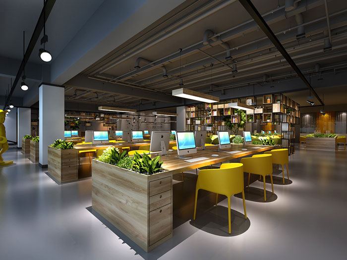 金融辦公室辦公區(qū)裝飾設計效果圖