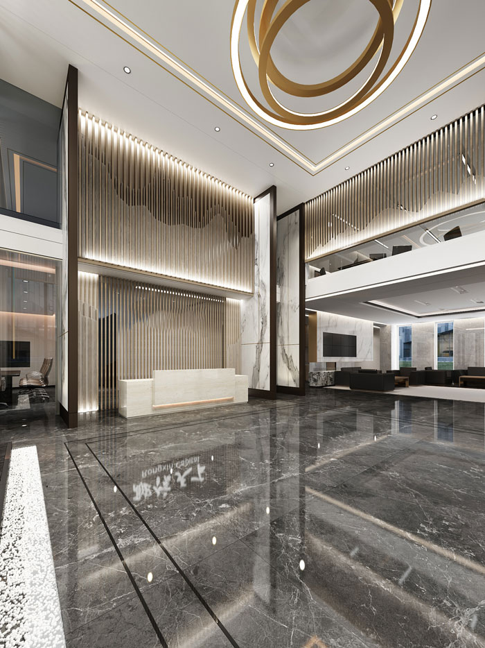 金融辦公室接待區裝潢設計效果圖