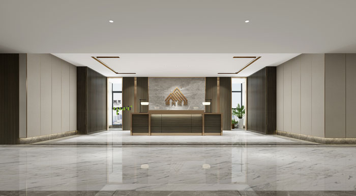 杭州控股集團辦公室前臺裝修設計效果圖