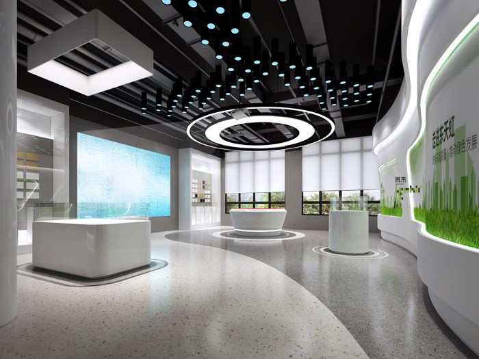 杭州環保公司辦公室展廳裝修設計效果圖