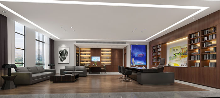 杭州環保公司董事長辦公室裝修設計效果圖