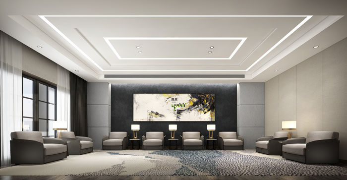 杭州環保公司辦公室接待室裝修設計效果圖