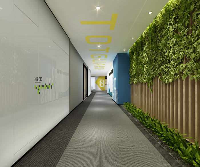 杭州科技公司辦公室過(guò)道裝修設(shè)計(jì)效果圖