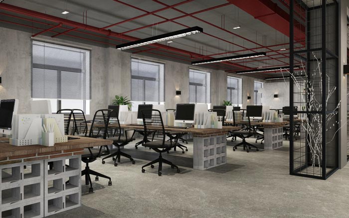 工業風辦公室辦公區設計效果圖